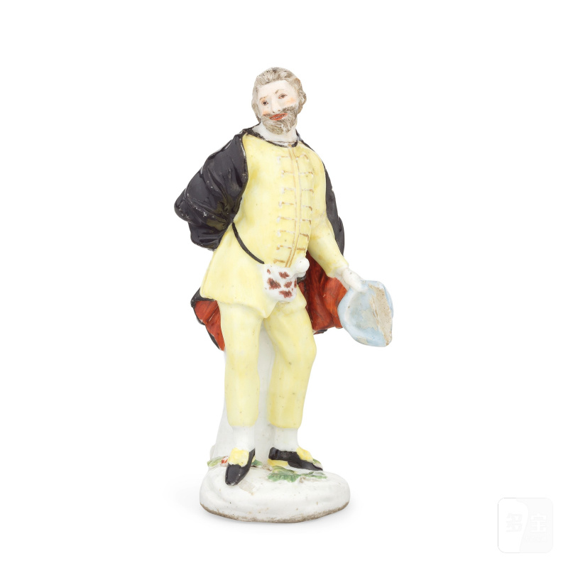 A rare Chelsea Commedia dell'Arte figure of Scapin, circa 1752